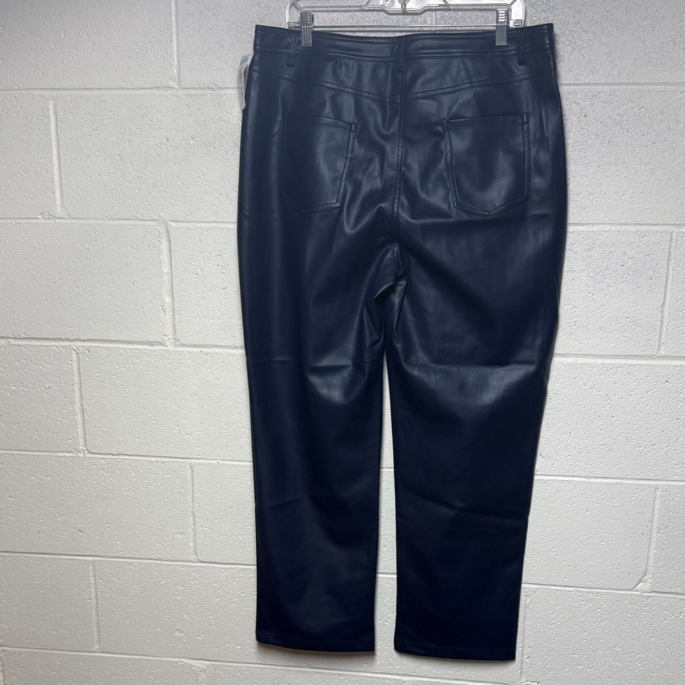 Halogen Navy Straight Leg Faux Leather Pants - Picture 10 of 13